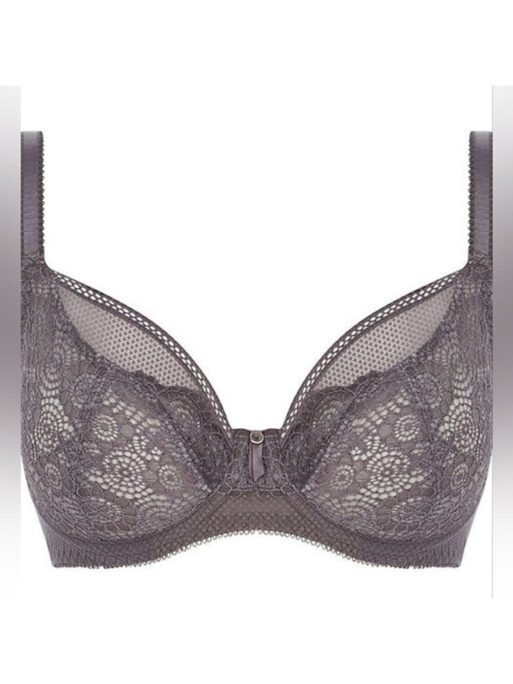 Freya Expression Plunge Lace Cup Bra AA5491 Unpadded Underwire Size 28J Shark - Picture 8 of 8